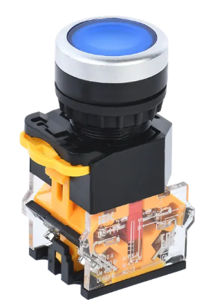 Фотография товара 'IEK Кнопка управления D8-11T d=22мм 1з+1р с фиксацией синяя BBT30-11T-3-21-K07'