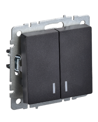 Фотография товара 'IEK BRITE Выключатель 2-клавишный с индикацией 10А ВС10-2-1-БрЧ черный BR-V20-1-10-K02'