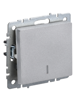 Фотография товара 'IEK BRITE Выключатель 1-клавишный с индикацией 10А ВС10-1-1-БрА алюминий BR-V10-1-10-K47'