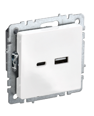 Фотография товара 'IEK BRITE Розетка USB A+C 18Вт РЮ11-1-БрБ белый BR-U22-018-K01'