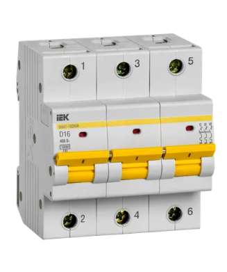 Фотография товара 'IEK Автоматический выключатель ВА47-100МА без теплового расцепителя 3P 16А 10кА D, MVA43-3-016-D'