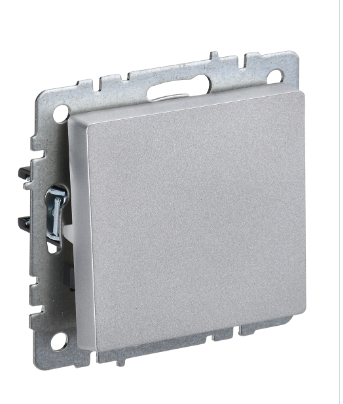 Фотография товара 'IEK BRITE Выключатель 1-клавишный 10А ВС10-1-0-БрА алюминий BR-V10-0-10-K47'