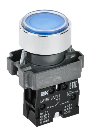 Фотография товара 'IEK Кнопка управления LA167-BAF61 d=22мм 1з синяя BBT20-BAF61-1-22-67-K07'