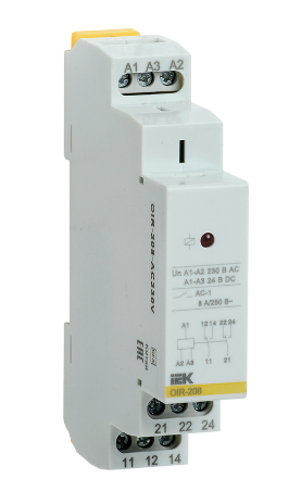 Фотография товара 'IEK Реле промежуточное модульное OIR 2 контакта 8А 230В AC OIR-208-AC230V'