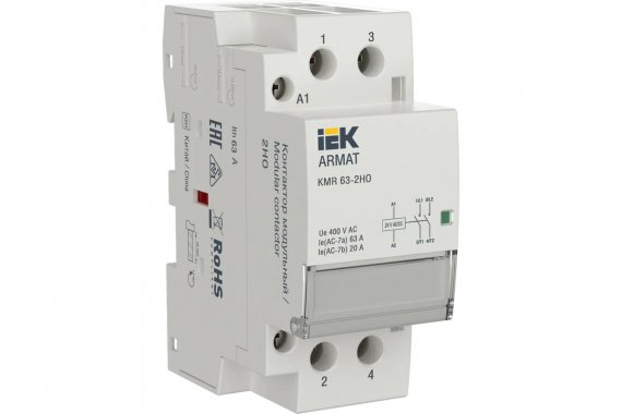 Фотография товара 'IEK AR-KMR20-063-20-024 ARMAT Контактор модульный KMR 63А 24В AC/DC 2НО'