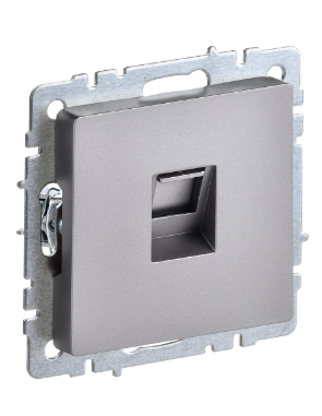 Фотография товара 'IEK BRITE Розетка компьютерная RJ45 кат.5E РК10-БрС сталь BR-K10-1-K46'
