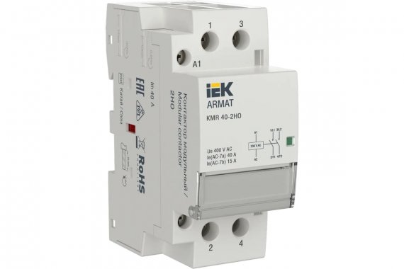 Фотография товара 'IEK AR-KMR10-040-20-230 ARMAT Контактор модульный KMR 40А 230В AC 2НО'