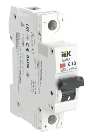 Фотография товара 'IEK ARMAT Автоматический выключатель M06N-DC 1P K 10А, AR-M06N-1-K010DC'