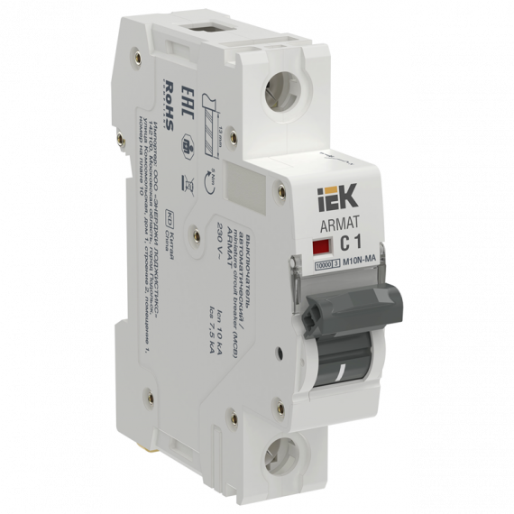 Фотография товара 'IEK AR-M10N-MA-1-C001 ARMAT Авт. выкл. без тепл. расц. M10N-MA 1P C 1А'