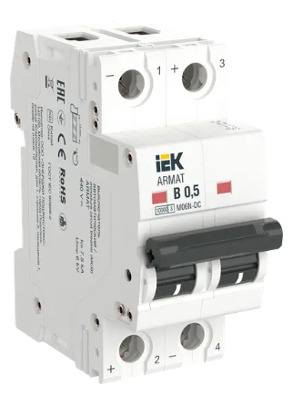 Фотография товара 'IEK ARMAT Автоматический выключатель M06N-DC 2P B 0,5А, AR-M06N-2-B0D5DC'