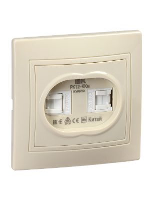 Фотография товара 'IEK KVARTA Розетка 2-местная компьютерная РК12-ККм кремовый KV-K20-K33'