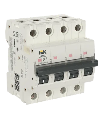 Фотография товара 'IEK ARMAT Автоматический выключатель M10N 4P D 8А AR-M10N-4-D008'