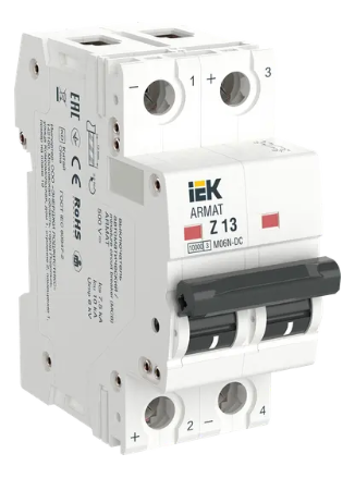 Фотография товара 'IEK ARMAT Автоматический выключатель M06N-DC 2P Z 13А, AR-M06N-2-Z013DC'