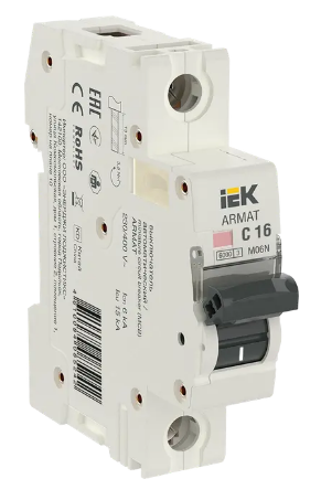 Фотография товара 'IEK ARMAT Автоматический выключатель M06N 1P C 16А AR-M06N-1-C016'