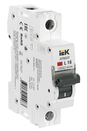 Фотография товара 'IEK ARMAT Автоматический выключатель M10N 1P L 16А AR-M10N-1-L016'