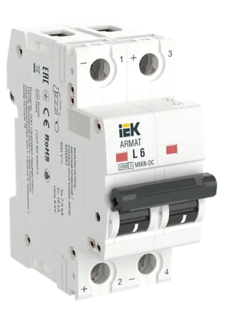 Фотография товара 'IEK ARMAT Автоматический выключатель M06N-DC 2P L 6А, AR-M06N-2-L006DC'