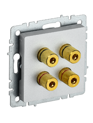 Фотография товара 'IEK BRITE Аудиорозетка 4-местная РА10-БрА алюминий BR-S40-K47'