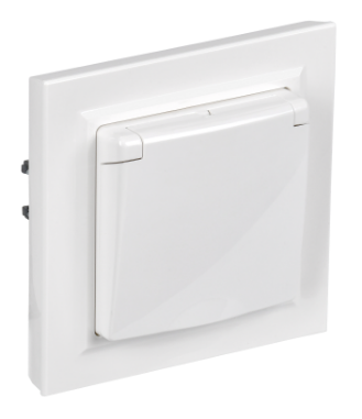 Фотография товара 'IEK BRITE Розетка 1-местная с заземлением с защитными шторками и крышкой 16А IP44 в сборе РСбш10-3-44-БрБ белый BR-R16-16-44-K01-F-PRO'