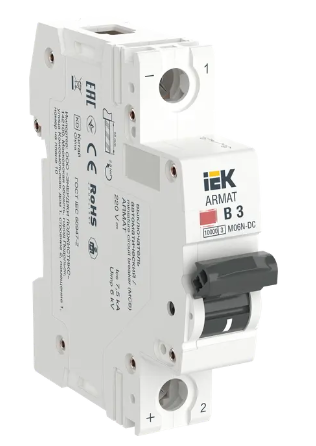Фотография товара 'IEK ARMAT Автоматический выключатель M06N-DC 1P B 3А, AR-M06N-1-B003DC'