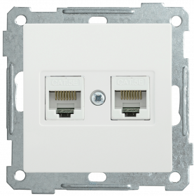 Фотография товара 'IEK Розетка 2-местная компьютерная РК10-2-Б RJ45 Cat5e, EKB25-K01'