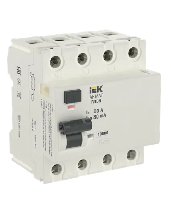 Фотография товара 'IEK ARMAT Выключатель дифференциального тока R10N 4P 80А 30мА тип A, AR-R10N-4-080A030'