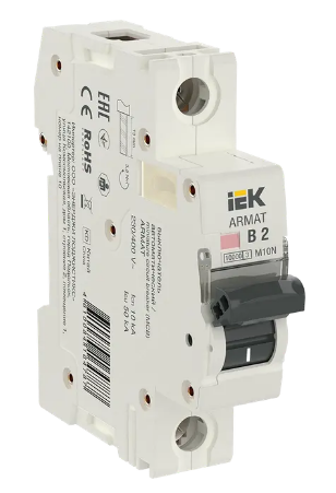 Фотография товара 'IEK ARMAT Автоматический выключатель M10N 1P B 2А AR-M10N-1-B002'