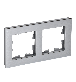 Фотография товара 'IEK BRITE Рамка 2 -местная РУ-2-1-БрА металл алюминий BR-M22-M-K47'