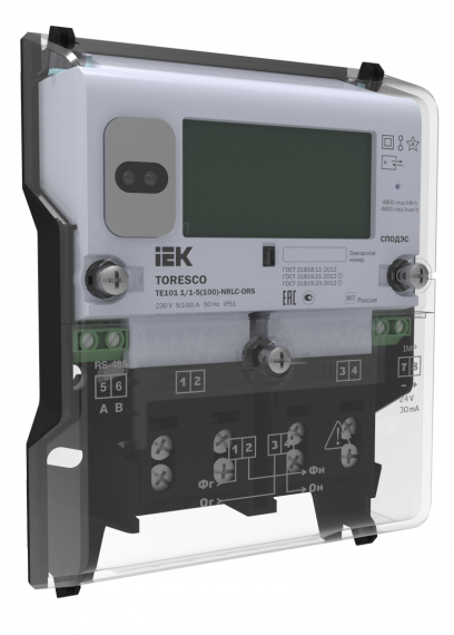 Фотография товара 'IEK TR-TE101-100-1-F TORESCO Счетчик ЭЭ TE101 1/1-5(100)-NRLC-OF'