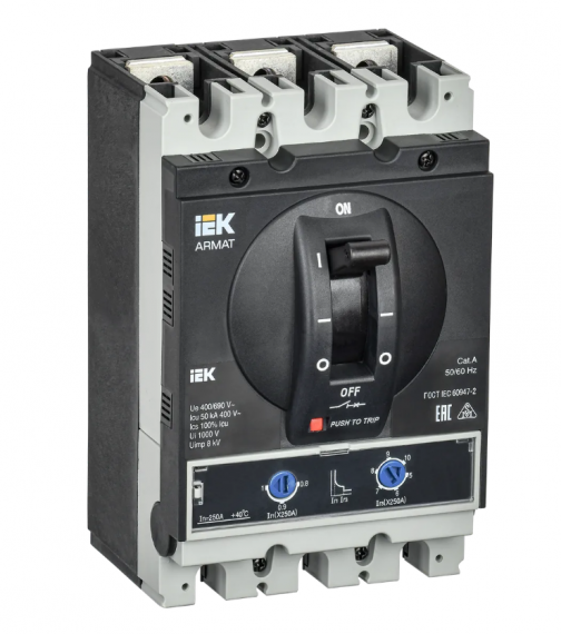 Фотография товара 'IEK ARMAT Автоматический выключатель в литом корпусе 3P типоразмер G 50кА 250А AR-MCCB-3G-050-0250A-ATUC'