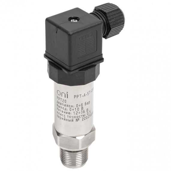 Фотография товара 'IEK PPT-A-ST-006-0-10-3-2 Преобр. давл. PPT20 0,5% 0-6Бар 0-10В M20 DIN43650 ONI'