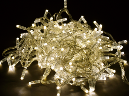 Фотография товара 'IEK LIGHTING Гирлянда нить 20м 200 светодиодов теплый белый свет IP44 прозрачный шнур 3м 230В контроллер 8 сцен LGDU111-1-200-20-T-S-44'