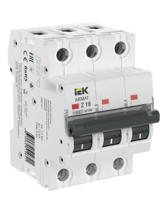 Фотография товара 'IEK ARMAT Автоматический выключатель M10N 3P Z 16А AR-M10N-3-Z016'