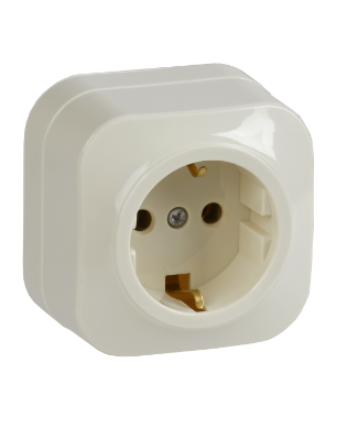 Фотография товара 'IEK Розетка одноместная для открытой установки РС20-3-ХК с заземлением 16А GLORY кремовый ERH11-K33-16'