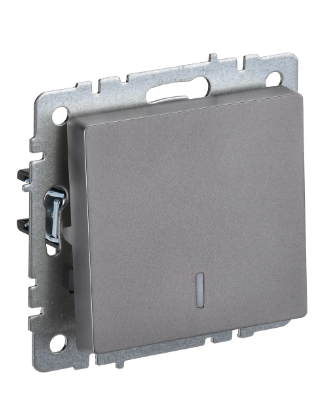 Фотография товара 'IEK BRITE Выключатель 1-клавишный с индикацией 10А ВС10-1-1-БрС сталь BR-V10-1-10-K46'