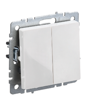 Фотография товара 'IEK BRITE Выключатель 2-клавишный проходной 10А ВС10-2-6-БрБ белый BR-V22-0-10-K01'