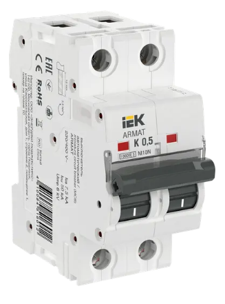 Фотография товара 'IEK ARMAT Автоматический выключатель M10N 2P K 0,5А AR-M10N-2-K0D5'