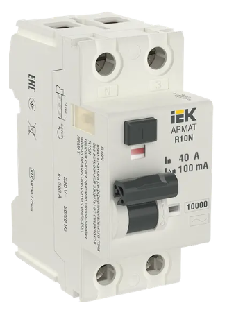 Фотография товара 'IEK ARMAT Выключатель дифференциального тока R10N 2P 40А 100мА тип AC, AR-R10N-2-040C100'