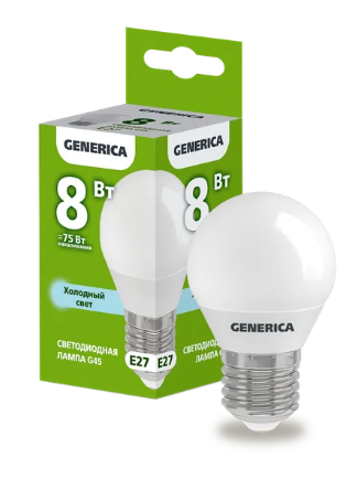 Фотография товара 'IEK Лампа светодиодная G45 шар 8Вт 230В 6500К E27 LL-G45-08-230-65-E27-G'