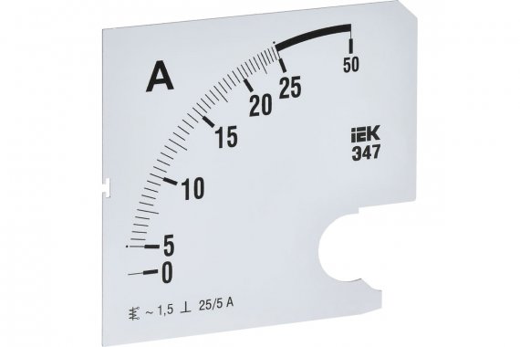 Фотография товара 'IEK IPA20D-SC-0025 Шкала смен. для амперметра Э47 25/5А-1,5 96х96мм'