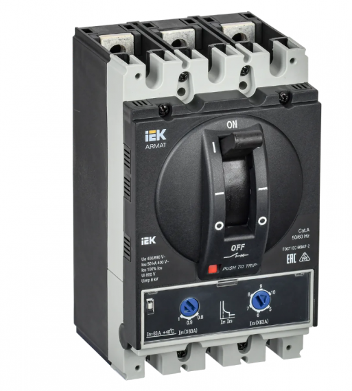 Фотография товара 'IEK ARMAT Автоматический выключатель в литом корпусе 3P типоразмер A 50кА 63А AR-MCCB-3A-050-0063A-ATUC'