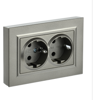 Фотография товара 'IEK BRITE Розетка 2-местная с заземлением без защитных шторок 16А в сборе РС12-3-БрШ шампань BR-R21-16-K37-F'