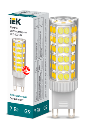 Фотография товара 'IEK Лампа светодиодная CORN капсула 7Вт 230В 4000К керамика G9 LLE-CORN-7-230-40-G9'