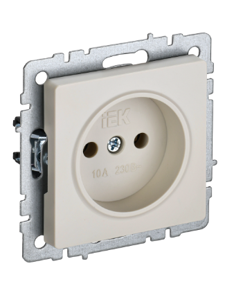 Фотография товара 'IEK BRITE Розетка 1-местная без заземления без защитных шторок 10А РС10-1-0-БрКр бежевый BR-R10-10-K10'