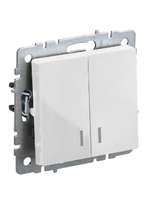 Фотография товара 'IEK BRITE Выключатель 2-клавишный с индикацией 10А ВС10-2-1-БрБ белый BR-V20-1-10-K01'