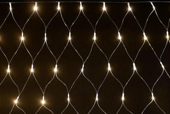 Фотография товара 'IEK LIGHTING Гирлянда сеть 1,5х1,5м 160 светодиодов теплый белый свет IP20 прозрачный шнур 3м 230В контроллер 8 сцен  LGDB410-1-160-L1-T-S-44'