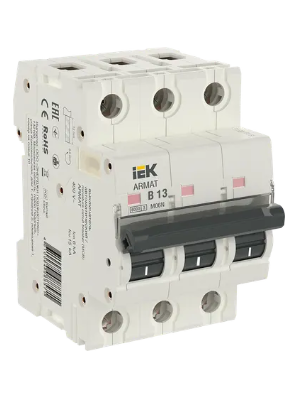 Фотография товара 'IEK ARMAT Автоматический выключатель M06N 3P B 13А AR-M06N-3-B013'