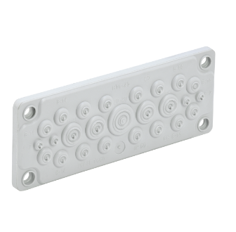 Фотография товара 'IEK TITAN Ввод кабельный мембранный 25 отверстий d=5-26мм IP65 серый TI-00D-MC-025-65'