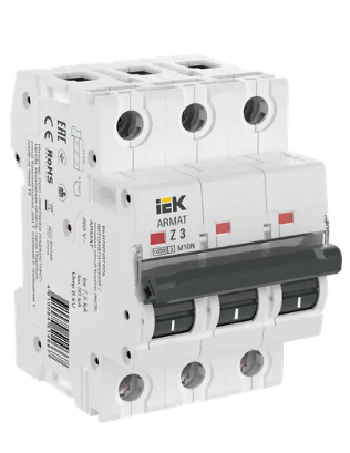 Фотография товара 'IEK ARMAT Автоматический выключатель M10N 3P Z 3А AR-M10N-3-Z003'