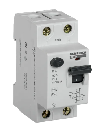 Фотография товара 'IEK Выключатель дифференциальный (УЗО) ВД1-63 2Р 40А 100мА, MDV15-2-040-100'