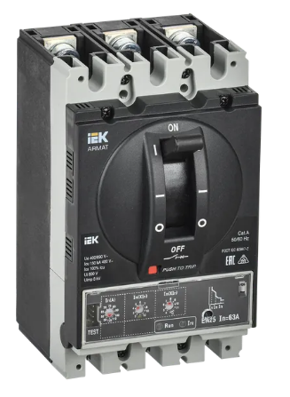 Фотография товара 'IEK ARMAT Автоматический выключатель в литом корпусе 3P типоразмер A 150кА 63А AR-MCCB-3A-150-0063A-ELSC'